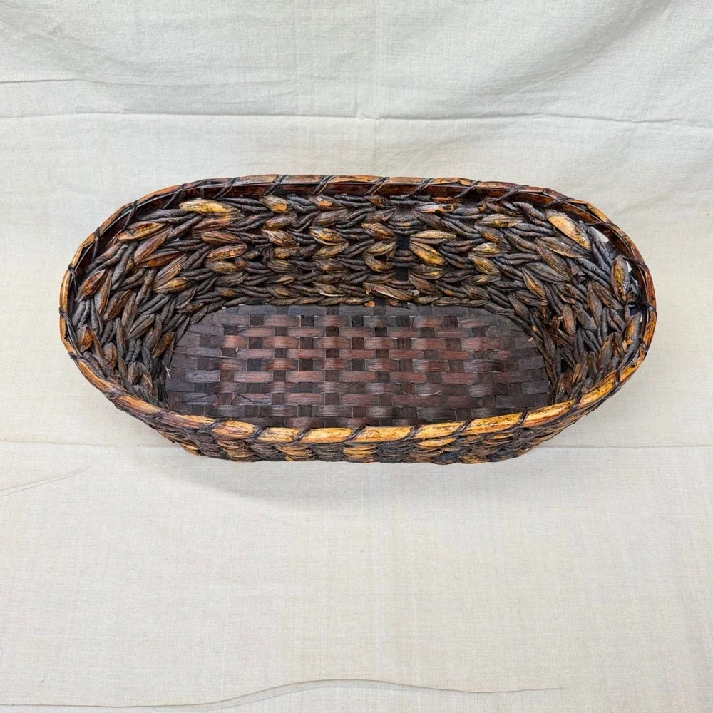 Vintage Woven Storage Basket Fruit Basket Pantry Organizer English Cottage 1970s